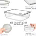 EcoEvo Glass Food Containers with Glass Lid, Microwave Safe Food Storage Container Set, 3 Pack, Square Shape, Food Containers with Lids, Meal Prep containers with Leak Proof Lid.