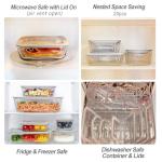 EcoEvo Glass Food Containers with Glass Lid, Microwave Safe Food Storage Container Set, 3 Pack, Square Shape, Food Containers with Lids, Meal Prep containers with Leak Proof Lid.