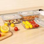 EcoEvo Glass Food Containers with Glass Lid, Microwave Safe Food Storage Container Set, 3 Pack, Square Shape, Food Containers with Lids, Meal Prep containers with Leak Proof Lid.
