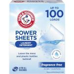 ARM & HAMMER Power Sheets Laundry Detergent, Fragrance Free, No Dyes or Perfumes, Lightweight and Travel-Friendly, 50 Count, Up to 100 Small Loads