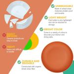 Homienly Deep Dinner Plates Set of 8 Alternative for Plastic Plates Microwave and Dishwasher Safe Wheat Straw Plates for Kitchen Unbreakable Kids Plate Set with 4 Colors (Classic Bright, 9 inch)