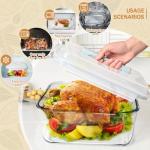 Large Glass Storage Containers with Lids, Extra Large Glass Food Containers for Rotisserie Chicken/Turkey and Potluck, Giant Watermelon Container, XL Big Bowl Freezer Storage Container Airtight 200oz