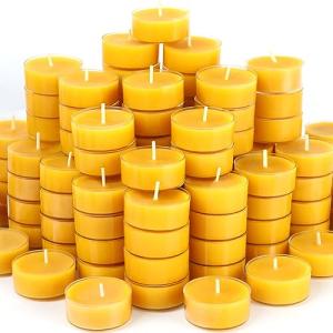 48 Packs Beeswax Tealight Candles, 100% Pure Beeswax Candles | 4-Hour Extended Burn Time | Natural Beeswax Tea Candle in Clear Cup, Perfect for Home Decor,Air Purification,Fragrance