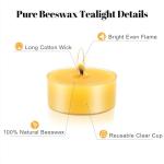 48 Packs Beeswax Tealight Candles, 100% Pure Beeswax Candles | 4-Hour Extended Burn Time | Natural Beeswax Tea Candle in Clear Cup, Perfect for Home Decor,Air Purification,Fragrance