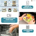 Razab 24 Pc Airtight Glass Food Storage Containers - Glass Meal Prep Containers - Freezer to Oven Safe - Steam Release Valve BPA Free - Airtight Bento Boxes - Leak Proof (12 lids & 12 Containers)