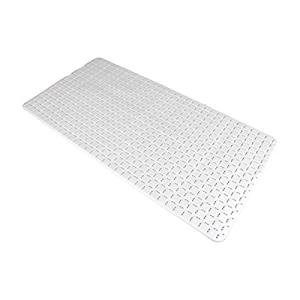 SafeLand- Non-Slip Bath, Shower, Tub Mat, TPR Material, Eco-Friendly, Non-PVC, Machine Washable, No Odor, with Powerful Suction Cups and Drain Holes, Euro Tile (15"x30" White)