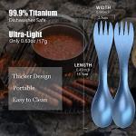 OUTXE 2-Pack Titanium Ultra Lightweight Camping Utensil, Eco-Friendly Spork for Backpacking, Hiking, Outdoors Ice-Crystal Blue.