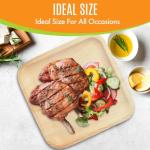 Raj Eco Compostable Palm Leaf Plates Like Bamboo Plates Disposable - 10 Inch Square 50 Party Plate, Natural Wooden, Eco-Friendly, Fancy Biodegradable & Disposable Wedding Picnic Plate