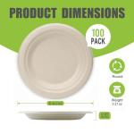 FYQFBJ 6 Inch Small Paper Plates Disposable - Biodegradable Compostable Appetizer Plates for appetizer, Party, Cake, Snacks Dessert (100 Pack, Heavy Duty Eco-Friendly) anti-slip Brown