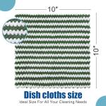 Homaxy 12 Pack Kitchen Dish Cloths, Ultra Soft and Absorbent Dish Towels, Reusable Fast Drying Microfiber Cleaning Cloth, Coral Velvet Wave Design No-lint, 10 x 10 inches, Grass Green