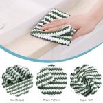 Homaxy 12 Pack Kitchen Dish Cloths, Ultra Soft and Absorbent Dish Towels, Reusable Fast Drying Microfiber Cleaning Cloth, Coral Velvet Wave Design No-lint, 10 x 10 inches, Grass Green