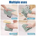 Homaxy 12 Pack Kitchen Dish Cloths, Ultra Soft and Absorbent Dish Towels, Reusable Fast Drying Microfiber Cleaning Cloth, Coral Velvet Wave Design No-lint, 10 x 10 inches, Grass Green