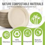 FYQFBJ 6 Inch Small Paper Plates Disposable - Biodegradable Compostable Appetizer Plates for appetizer, Party, Cake, Snacks Dessert (100 Pack, Heavy Duty Eco-Friendly) anti-slip Brown