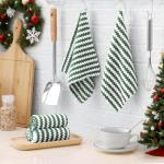 Homaxy 12 Pack Kitchen Dish Cloths, Ultra Soft and Absorbent Dish Towels, Reusable Fast Drying Microfiber Cleaning Cloth, Coral Velvet Wave Design No-lint, 10 x 10 inches, Grass Green