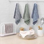 Homaxy 12 Pack Kitchen Dish Cloths, Ultra Soft and Absorbent Dish Towels, Reusable Fast Drying Microfiber Cleaning Cloth, Coral Velvet Wave Design No-lint, 10 x 10 inches, Grass Green