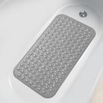 AmazerBath Bath Tub Mat, Medium Size 27.6 x 15 Inches Non-Slip Shower Mats with Suction Cups and Drain Holes, Bathtub Mats Bathroom Mats Machine Washable (Gray)