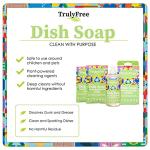 Truly Free Natural Concentrated Dish Detergent Dishwashing Liquid | Plant-Based Dish Soap | Sweet Basil Fresh Scent | 2 Refill Packs with 1 Empty Refillable Squeeze Bottle (16 Oz)