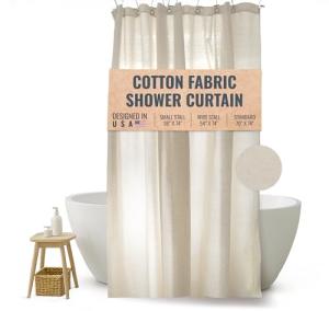 FABRIC SHOWER CURTAIN LINER - Standard Stall Size - A Stylish Quality Bathroom Drape - Earth Friendly, Non-Toxic + Odor-Free Cotton Liner - Light-Weight Washable Natural Shower Curtain - 36x74 NC