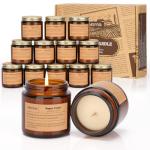 12 Pack Candles for Home Scented,Scented Candles Gift Set for Women &Men,Natural SoyCandles(Amber Jar),Aromatherapy Candle Set for Birthday Valentine Anniversary Mother's Day Christmas