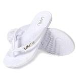 LAVAU White Flip Flops for Woman, Water Sandals for Shower Beach and Pool, Waterproof and Anti Slip W-bai-7
