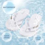 LAVAU White Flip Flops for Woman, Water Sandals for Shower Beach and Pool, Waterproof and Anti Slip W-bai-7