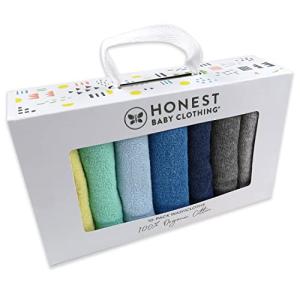 HonestBaby 10-Pack Terry Wash Cloths in Gift Box 100% Organic Cotton for Infant Baby Boys, Girls, 10-Pack Rainbow Blues, One Size