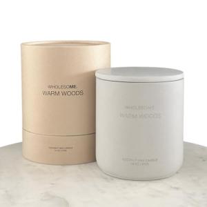 WHOLESOME. Warm Woods Scented Non-Toxic Candles for Home, 2 Wicks Natural Coconut Wax Candle Eco-Friendly, Luxury Aromatherapy Candles Stress Relief, 16 oz Large Concrete Jar, 90 Hours Burn