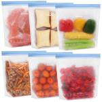 SPLF 6 Pack Stand-Up Reusable Gallon Freezer Bags Dishwasher Safe, Extra Thick 1 Gallon Leakproof Food Storage Bags, BPA and Silicone Free Freezer Bags for Meal Prep, Bread, Veggies, Home Organization