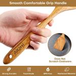 AIUHI Wood Spoons for Cooking, Nonstick Kitchen Utensil Set, Wooden Spoons Cooking Utensil Set Non Scratch Natural Teak Wooden Utensils for Cooking (Teak 8 Pack)