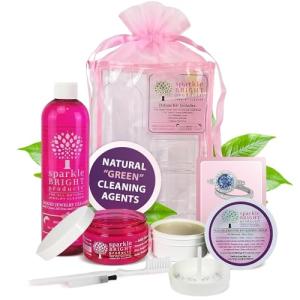 Sparkle Bright All-Natural Jewelry Cleaner - Deluxe Cleaning Kit - Ultrasonics, Gold, Silver, Diamonds, Fine, Fashion, Designer Jewelry