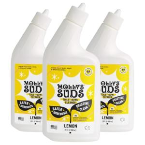 Molly's Suds Toilet Bowl Cleaner (Non-Bleach) | 98% Plant-Based Gel Formula Freshens, Removes Stains and Deodorizes | Lemon Scent - 23 Fl Oz (Pack of 3)