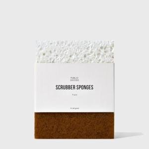 Public Goods Scrubber Sponge | Cleaning & Scrubbing Sponges for Dishes & Kitchen Sink | Natural, Plant-Based Sponges | Pack of 4