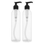BRIGHTFROM Lotion Pump Bottles, Empty 8 OZ, BPA-Free Refillable Plastic Containers, Clear with Black Dispenser for - Soap, Shampoo, Lotions, Liquid Body Soap, Creams and Massage Oil (2 Pack)