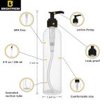 BRIGHTFROM Lotion Pump Bottles, Empty 8 OZ, BPA-Free Refillable Plastic Containers, Clear with Black Dispenser for - Soap, Shampoo, Lotions, Liquid Body Soap, Creams and Massage Oil (2 Pack)