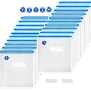 Sous Vide Bags Reusable 27Pcs, BPA Free Vacuum Sealer Bag, Vacuum Food Storage Bag for Sous Vide Cooking/Microwave Heating - 20Pcs Vacuum Zipper Bags & 2 Seal Clips & 5 Air Valves (11 * 10in) 2.9L