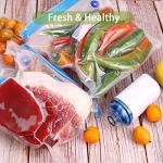 Sous Vide Bags Reusable 27Pcs, BPA Free Vacuum Sealer Bag, Vacuum Food Storage Bag for Sous Vide Cooking/Microwave Heating - 20Pcs Vacuum Zipper Bags & 2 Seal Clips & 5 Air Valves (11 * 10in) 2.9L