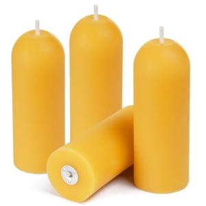 AGLARY Small Pillar Candles 4-Pack - 10-Hour Long Burning 100% Natural Beeswax Candles, Perfect for Everyday Use, Home & Travel, Power Outages，Classic Pillar Style (3.5"x1.3")