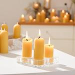 AGLARY Small Pillar Candles 4-Pack - 10-Hour Long Burning 100% Natural Beeswax Candles, Perfect for Everyday Use, Home & Travel, Power Outages，Classic Pillar Style (3.5"x1.3")