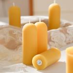 AGLARY Small Pillar Candles 4-Pack - 10-Hour Long Burning 100% Natural Beeswax Candles, Perfect for Everyday Use, Home & Travel, Power Outages，Classic Pillar Style (3.5"x1.3")