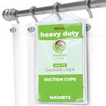 Clean Healthy Living Heavy Duty PEVA White Shower Curtain Liner with Magnets & Suction Cups - 70 X 72 in. Long