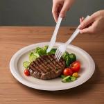 XenLife Compostable Paper Plates Set - 250PCS Disposable Heavy Duty Sugarcane Plate & Eco-Friendly Utensil Biodegradable Dinnerware Plates, Extra Long Forks, Knives & Spoons for Party (Brown)