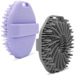 2-Pack Silicone Body Scrubber Shower Brushes,Exfoliating Body Scrubber for All Skin Type, Eco Friendly Shower Scrubber for Body, Silicone Body Brush for Showering (Gray & Purple)