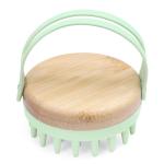 Bamboo Silicone Scalp Brush for Hair Washing – Gentle Shampoo Massager with Soft Bristles for Dandruff & Oil Care, Eco-Friendly Head Scrubber Comb for Deep Clean & Relaxing Shower (Green)
