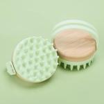 Bamboo Silicone Scalp Brush for Hair Washing – Gentle Shampoo Massager with Soft Bristles for Dandruff & Oil Care, Eco-Friendly Head Scrubber Comb for Deep Clean & Relaxing Shower (Green)