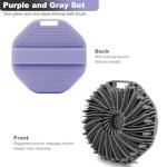 2-Pack Silicone Body Scrubber Shower Brushes,Exfoliating Body Scrubber for All Skin Type, Eco Friendly Shower Scrubber for Body, Silicone Body Brush for Showering (Gray & Purple)
