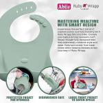 Abiie Ruby Wrapp Silicone Bibs for Babies - Waterproof Bib Made with Stain Resistant Material - Front Pocket for Catching Food - Silicone Toddler Bibs (Sage Green)