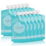 Kirecoo Reusable Baby Food Pouches - 12PCS 7oz Refillable Baby Food Storage Pouches, Squeeze Homemade Organic Applesauce Yogurt Smoothie Puree Storage for Kids Toddlers, Washable Freezer Safe