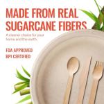 EVERMADEGREEN Heavy Duty Disposable Paper Plates 8.5 inch - Set of 125 | Compostable | Made from Sugarcane Bagasse | Biodegradable Dinner Plates | Rustic Dinnerware for Christmas, Wedding, Party