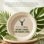 EVERMADEGREEN Heavy Duty Disposable Paper Plates 8.5 inch - Set of 125 | Compostable | Made from Sugarcane Bagasse | Biodegradable Dinner Plates | Rustic Dinnerware for Christmas, Wedding, Party