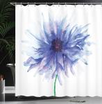 Ambesonne Watercolor Flower Shower Curtain, Single Large Petite Cornflower Plain Background Mother Earth Paint, Cloth Fabric Bathroom Decor Set with Hooks, 69" W x 70" L, Navy Blue White